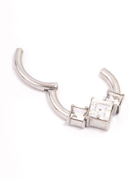 Surgical Steel Princess Cut Clicker Ring - link has visual effect only