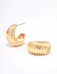 Gold Plated Bold Croissant Hoop Earrings - link has visual effect only