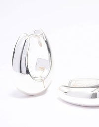 Silver Plated Chunky Oval Huggie Earrings - link has visual effect only