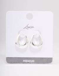 Silver Plated Chunky Oval Huggie Earrings - link has visual effect only