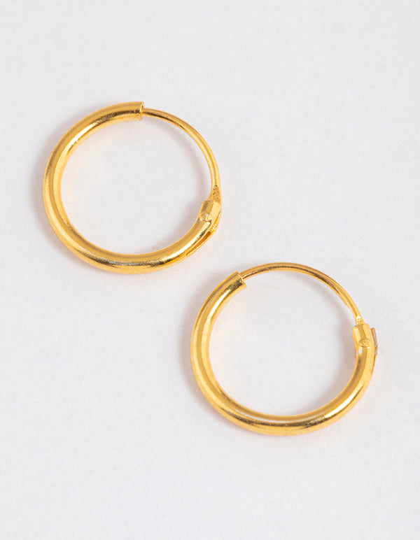 Gold Plated Sterling Silver Hoop Earrings 10mm