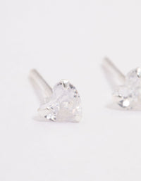 Sterling Silver Cubic Zirconia Heart Stud Earrings 4mm - link has visual effect only