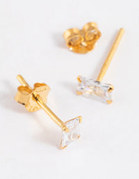 Gold Plated Sterling Silver Baguette Stud Earrings - link has visual effect only