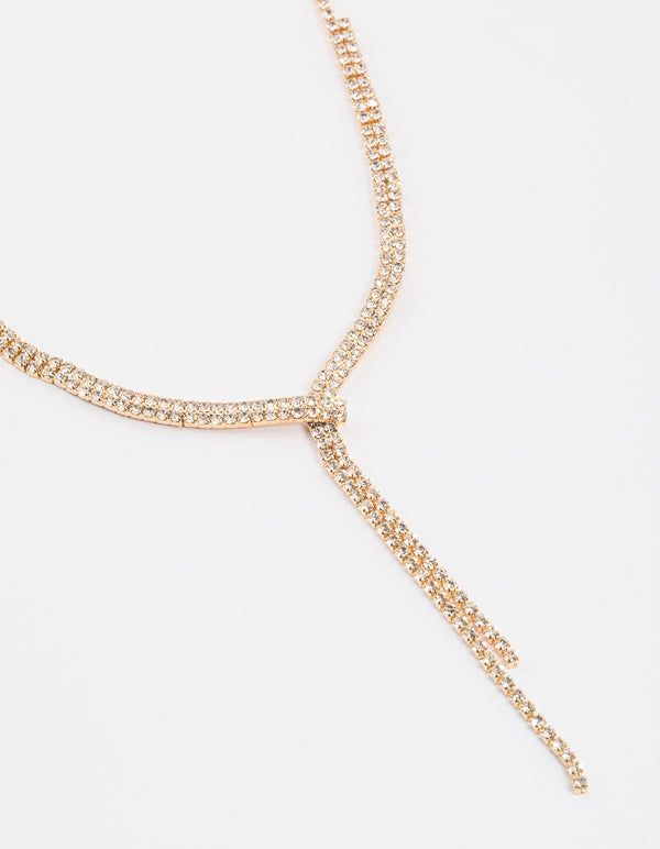 Gold Dainty Ribbon Y-Shaped Necklace