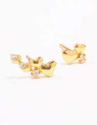 Gold Plated Sterling Silver Graduating Heart Crawler Stud Earrings - link has visual effect only