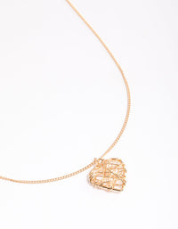 Gold Wrapped Heart Pendant Necklace - link has visual effect only