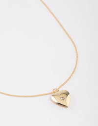 Gold Heart Pendant Locket Necklace - link has visual effect only