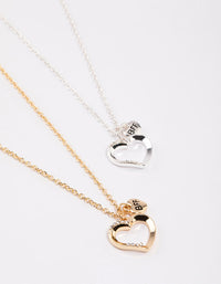 Gold & Silver Open Heart Bestie Necklace Pack - link has visual effect only