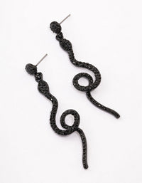 Coated Black Twisted Snake Drop Earrings - link has visual effect only