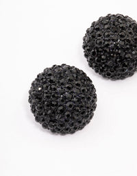 Black Coated Statement Diamante Dome Stud Earrings - link has visual effect only