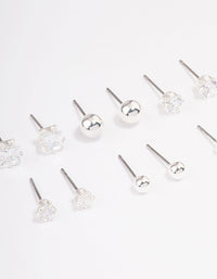 Silver Cubic Zirconia & Ball Stud Earrings - link has visual effect only