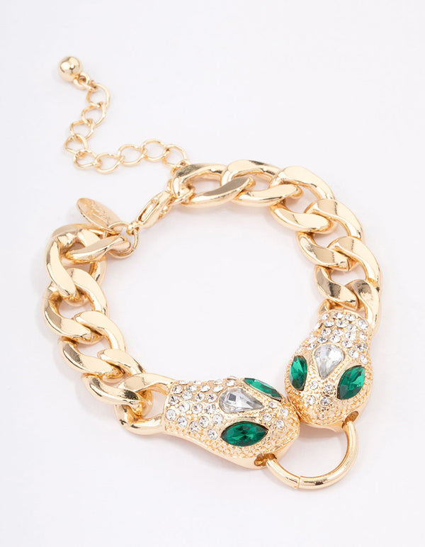 Gold Snake Multi Diamante Bracelet