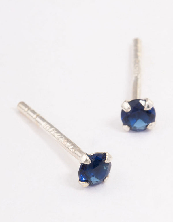 Sterling Silver Baby Blue Colour Stud Earrings