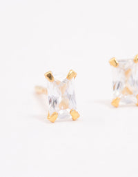 Gold Plated Sterling Silver Baby Baguette Stud Earrings - link has visual effect only