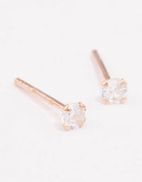 Rose Gold Plated Sterling Silver Baby Cubic Zirconia Stud Earrings - link has visual effect only