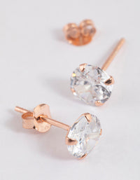 Rose Gold Plated Sterling Silver Cubic Zirconia Stud Earrings - link has visual effect only