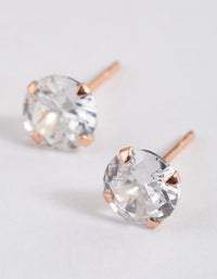 Rose Gold Plated Sterling Silver Cubic Zirconia Stud Earrings - link has visual effect only