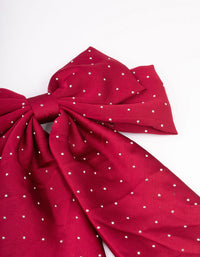 Maroon Fabric Diamante Satin Drop Bow Hair Clips - link has visual effect only