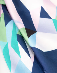 Blue Fabric Geometric Printed Scarf - link has visual effect only