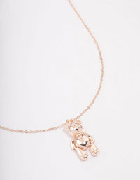 Rose Gold Moving Teddy Bear Short Necklace - link has visual effect only