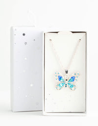 Silver Statement Diamante Butterfly Necklace - link has visual effect only