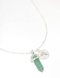 Silver Green Fluorite Shard Disc Necklace - link has visual effect only