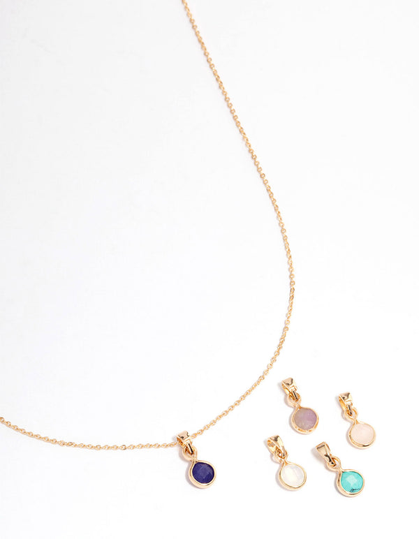 Gold Mixed Semi-Precious Charm Necklace Pack