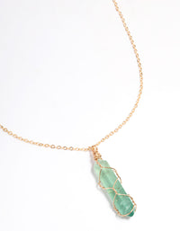 Gold Green Fluorite Wire Pendant Necklace - link has visual effect only