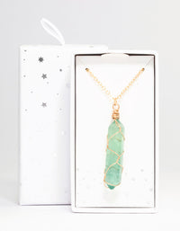 Gold Green Fluorite Wire Pendant Necklace - link has visual effect only