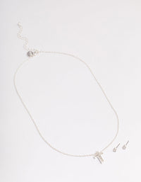 Silver Diamante Cross Jewellery Set - link has visual effect only