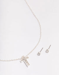 Silver Diamante Cross Jewellery Set - link has visual effect only