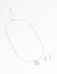 Silver Square Halo Jewellery Set - link has visual effect only