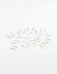 Silver Pearl Mixed Stud & Hoop Earring 12-Pack - link has visual effect only