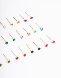 Gold Diamante Stud Earring 12-Pack - link has visual effect only