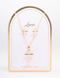 Gold Plain Cross Jewellery Set - link has visual effect only