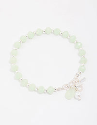 Silver Green Beaded & Pearl Bracelet - link has visual effect only