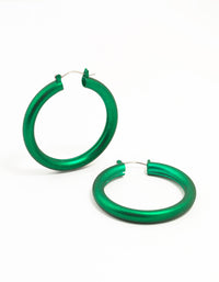 Green Silver Pearlised Hoop Earrings - link has visual effect only