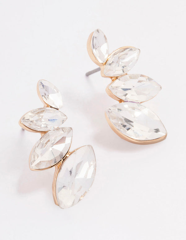 Gold Graduating Marquise Stud Earrings