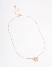 Gold Pave Ball Chain Butterfly Necklace - link has visual effect only