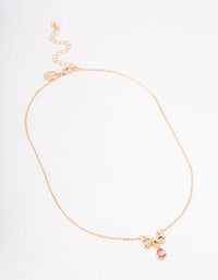 Pink Diamante Drop Bow Necklace - link has visual effect only