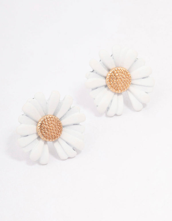 Gold Daisy Stud Earrings