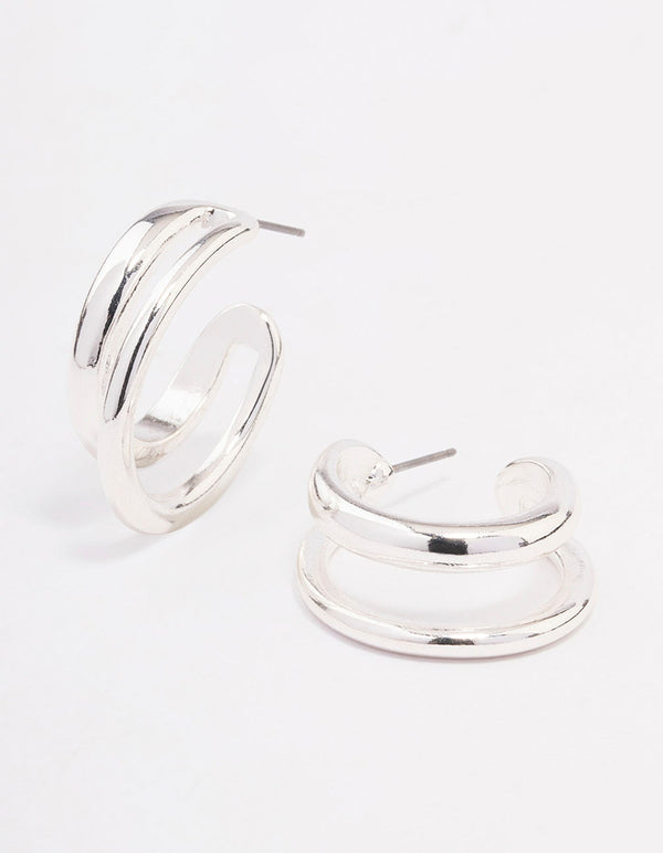 Silver Double Hoop Earrings