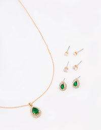 Gold Multi Pear Diamante Jewellery Set - link has visual effect only