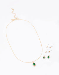 Gold Multi Pear Diamante Jewellery Set - link has visual effect only