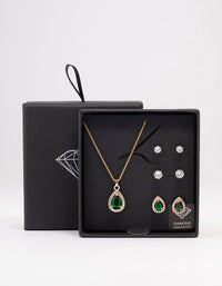 Gold Multi Pear Diamante Jewellery Set - link has visual effect only