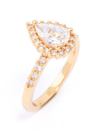 Gold Plated Classic Pear Cubic Zirconia Engagement Ring - link has visual effect only