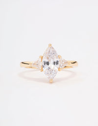 Gold Plated Precious Marquise Engagement Ring - link has visual effect only