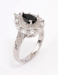 Black Flare Pear Cubic Zirconia Ring - link has visual effect only