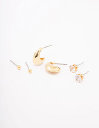 Gold Plated Tapered Hoop Earrings Pack - link has visual effect only