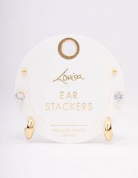 Gold Plated Tapered Hoop Earrings Pack - link has visual effect only